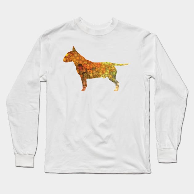 Bull Terrier Dog In Autumn Colors Long Sleeve T-Shirt by PhotoArts